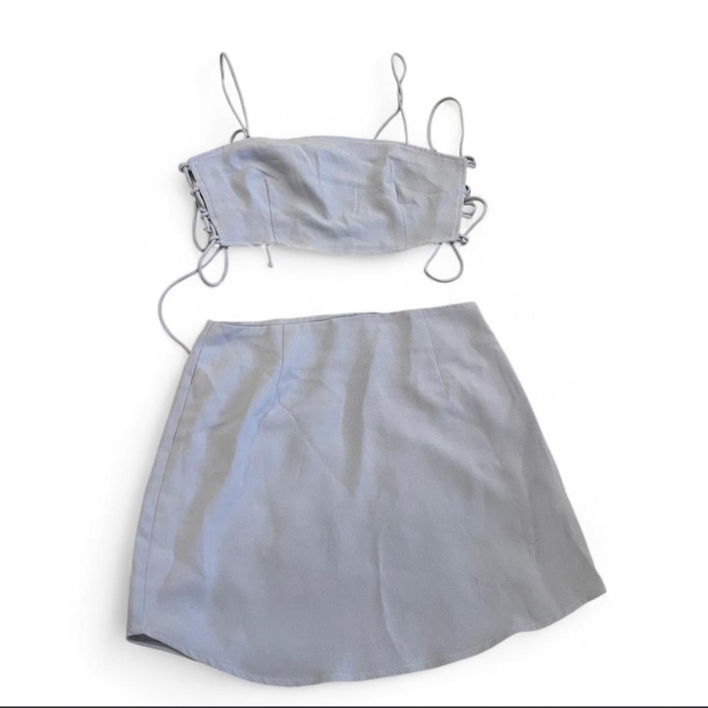 Forever 21 Light Gray Two-Piece Mini Skirt Set